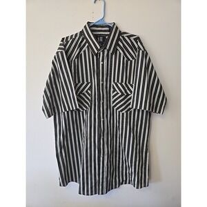 Rock Creek Ranch Black White Striped Short Sleeve Western Shirt Tallmen XL Pearl